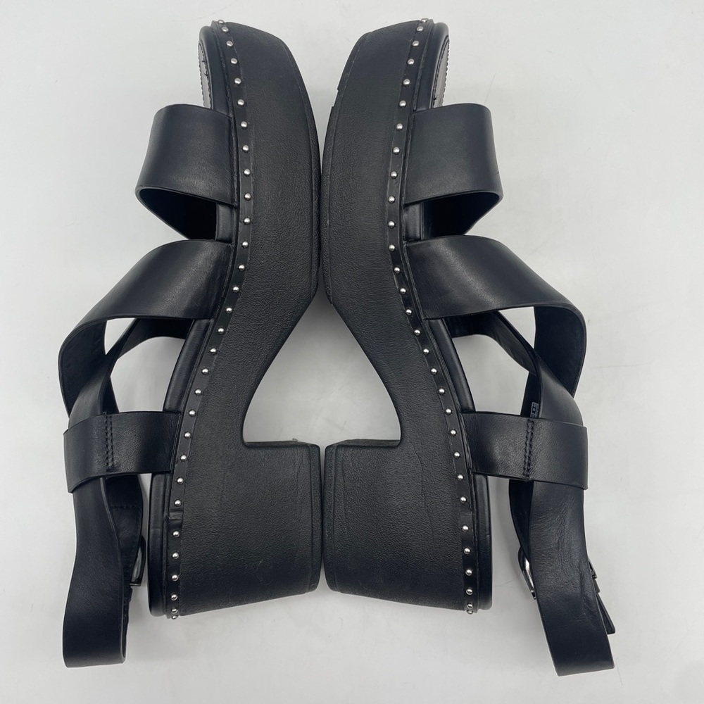 Pilar Platform Clogs Fit Flop Back Strap Black Leather Microstudded CUSHX Sz 10 - Picture 4 of 10